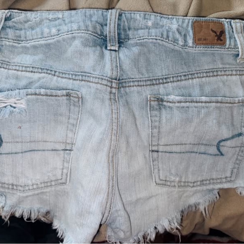 American Eagle Outfitters Distressed Light Blue Jean Shorts